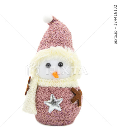 Handmade toy snowman decorative christmas isolated on the white background 124416132