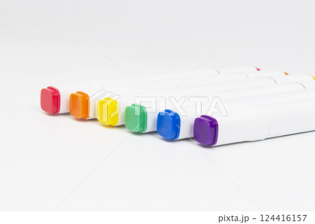 Marker pens for sketching multicolor isolated on the white background 124416157