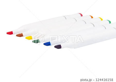 Marker pens for sketching multicolor isolated on the white background 124416158