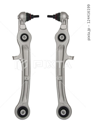 Car suspension arm aluminium detail isolated on the white background 124416199