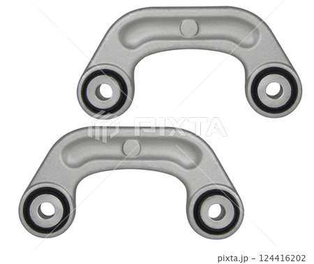 Car suspension arm aluminium detail isolated on the white background 124416202