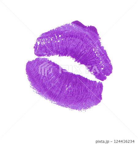 Beautiful lips track kiss cosmetic isolated on the white background 124416234