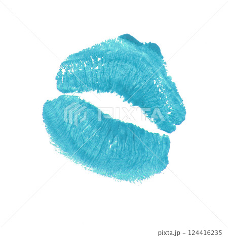 Beautiful lips track kiss cosmetic isolated on the white background 124416235