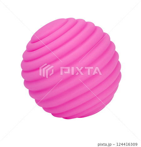 Ribbed form silicone rubber ball wavy isolated on the white background Ribbed form silicone rubber ball wavy isolated on the white background 124416309