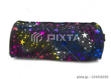 Cute pencil pen case container isolated on the white background 124416350