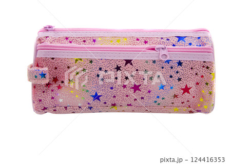 Cute pencil pen case container isolated on the white background 124416353