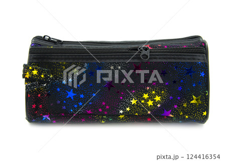 Cute pencil pen case container isolated on the white background 124416354