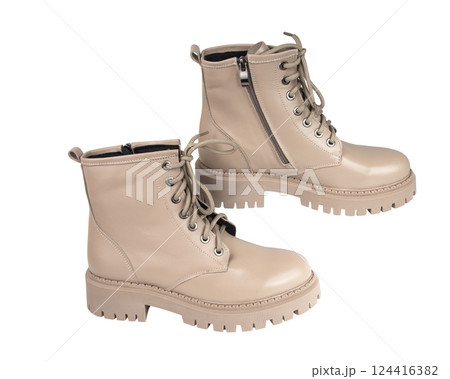 Classic new womens boots casual isolated on he white autumn winter Classic new womens boots casual isolated on he white autumn winter 124416382