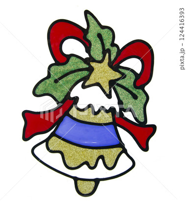 Decorative element christmas window sticker festive isolated on the white Decorative element christmas window sticker festive isolated on the white 124416393