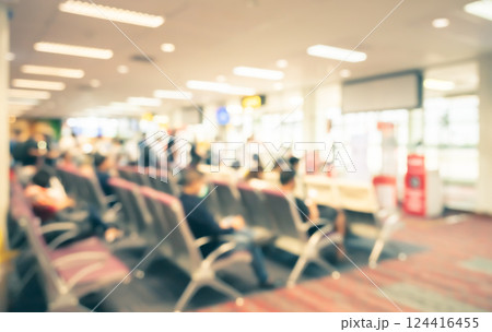 Abstract blurred background of Passengers waiting at airport boarding area Abstract blurred background of Passengers waiting at airport boarding area 124416455