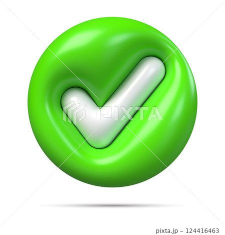 3d green check mark symbol isolated. Vector illustration 124416463