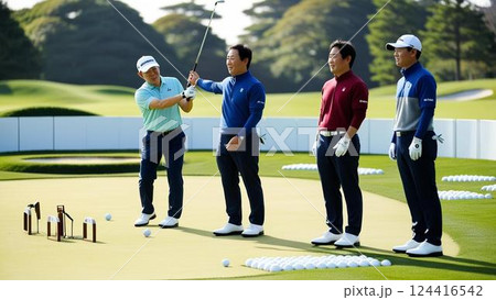ゴルフレッスンを受ける女性 124416542