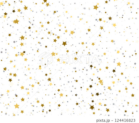 Golden and Silver Stars on White for Celebration Theme. 124416823