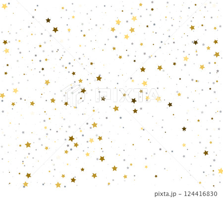 Bright Holiday Confetti with Gold and Silver Stars. 124416830