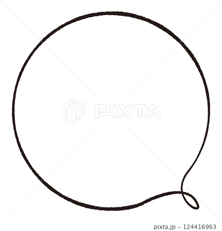 線画手書き風のシンプルな吹き出し　正円ねじれしっぽ　モノトーン 124416963