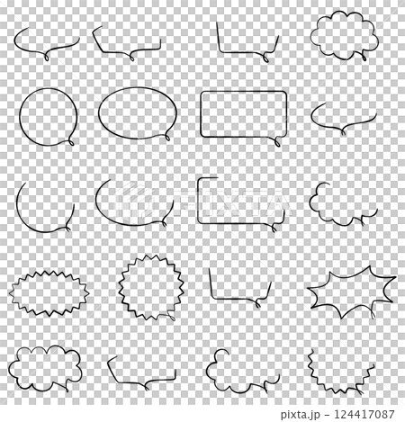 Simple speech bubbles in a line drawing style - Monotone set 124417087