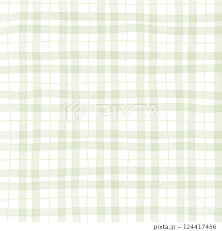 Sage Green Plaid Gingham Hand Drawn Background Pattern Overlay 124417486