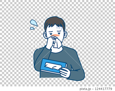 一名年輕男子流鼻涕的插圖 124417779