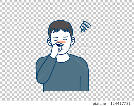 一位年輕男子鼻塞的插圖 124417781