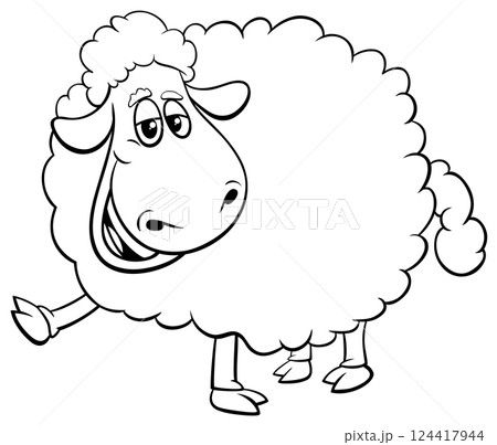 funny cartoon sheep farm animal character coloring page funny cartoon sheep farm animal character coloring page 124417944