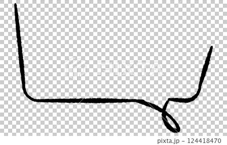 一個簡單的線條畫風格的對話框，帶有圓角，頂部打開，右側有一條扭曲的尾巴。單調 124418470