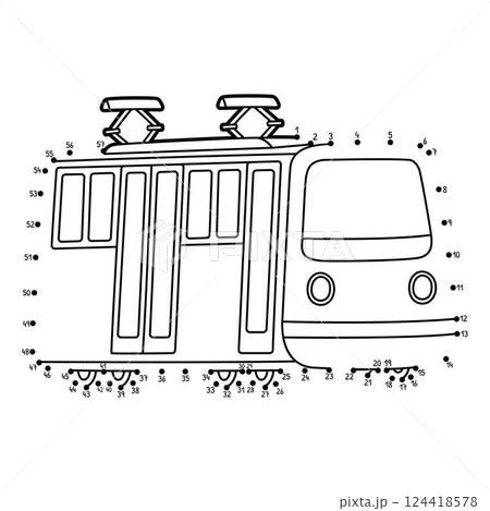 Dot to Dot Tram Vehicle Isolated Coloring Page Dot to Dot Tram Vehicle Isolated Coloring Page 124418578