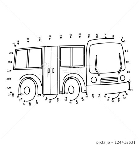 Dot to Dot Public Bus Vehicle Isolated Coloring  124418631