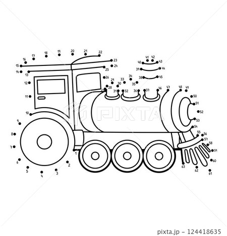 Dot to Dot Steam Locomotive Vehicle Isolated  124418635