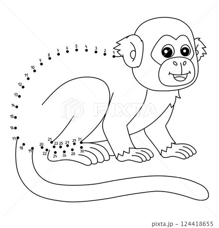 Dot to Dot Squirrel Monkey Animal Isolated  124418655