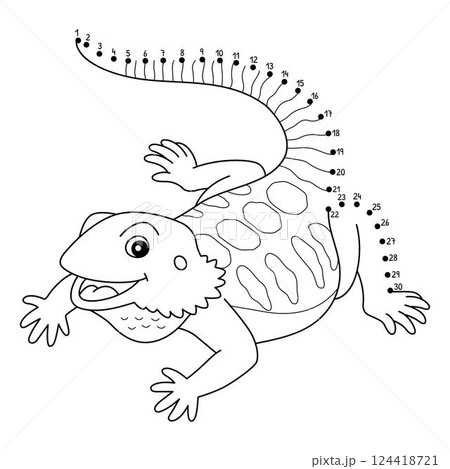 Dot to Dot Bearded Dragon Animal Isolated Coloring 124418721