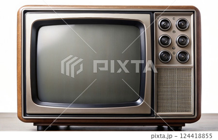 Retro TV in an empty, bright space, an element of a bygone era 124418855