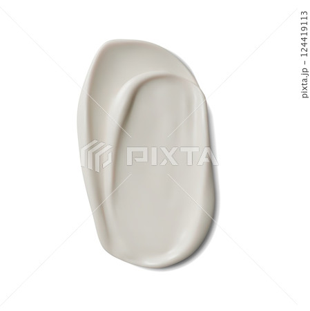 White cosmetic cream swatch, skincare product with soft texture in a neutral white shade and flowing shape, highlight its luxurious and hydrating properties, for beauty, skin care, or makeup procedure 124419113