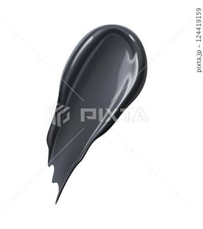 Realistic black gel or lotion cream cosmetic swatch. 3d vector glossy black coal face mask smudge. Isolated charcoal paint or toothpaste smear. beauty product drop or stroke with smooth shiny texture Realistic black gel or lotion cream cosmetic swatch. 3d vector glossy black coal face mask smudge. Isolated charcoal paint or toothpaste smear. beauty product drop or stroke with smooth shiny texture 124419159