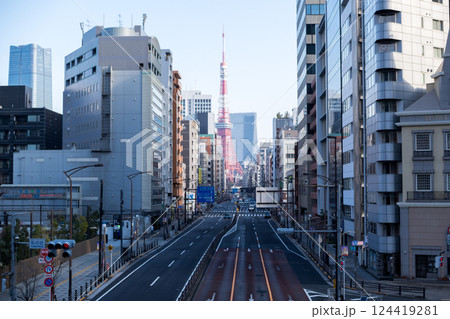【札の辻】歩道橋から見る東京タワー 124419281