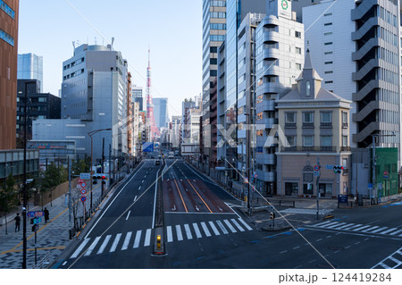 【札の辻】歩道橋から見る東京タワー 124419284