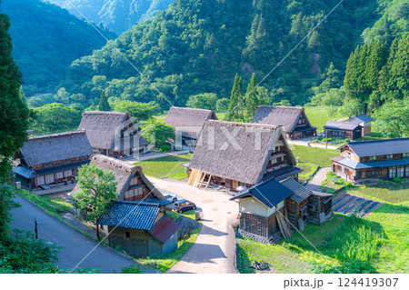 【世界遺産】初夏の五箇山・菅沼合掌造り集落【富山県】 124419307