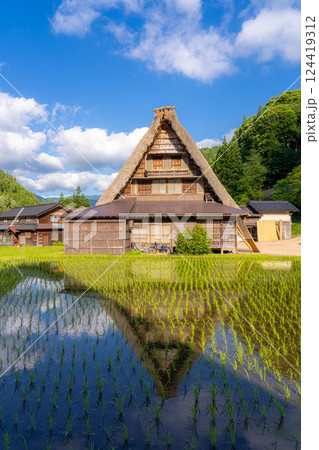 【世界遺産】初夏の五箇山・菅沼合掌造り集落【富山県】 124419312