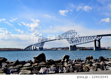 冬の東京ゲートブリッジ  青空の風景 124419343