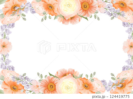 Spring Flowers horizontal square Frame, Border from Ranunculus and Iceland Poppies Flowers, Freesia, Peach or Cherry and Snow Willow Branches. Watercolor hand painted card template. For cards, save Spring Flowers horizontal square Frame, Border from Ranunculus and Iceland Poppies Flowers, Freesia, Peach or Cherry and Snow Willow Branches. Watercolor hand painted card template. For cards, save 124419775
