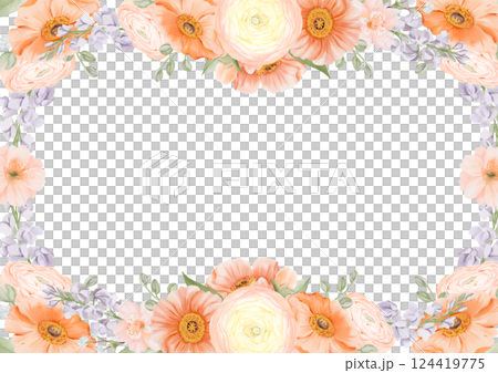 Spring Flowers horizontal square Frame, Border from Ranunculus and Iceland Poppies Flowers, Freesia, Peach or Cherry and Snow Willow Branches. Watercolor hand painted card template. For cards, save Spring Flowers horizontal square Frame, Border from Ranunculus and Iceland Poppies Flowers, Freesia, Peach or Cherry and Snow Willow Branches. Watercolor hand painted card template. For cards, save 124419775