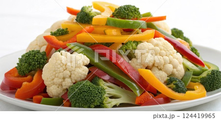 Vegetable Serving A tight shot of a fistsized pile of colorful mixed vegetables showcasing a healthy appropriate serving of nonstarchy veggies.. Vegetable Serving A tight shot of a fistsized pile of colorful mixed vegetables showcasing a healthy appropriate serving of nonstarchy veggies.. 124419965