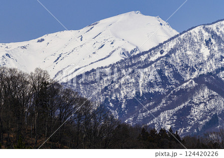 みなかみ町・麓から見る谷川岳の絶景（雪山） 124420226