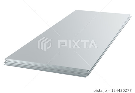 Stainless Steel Sheets. 3D rendering 124420277