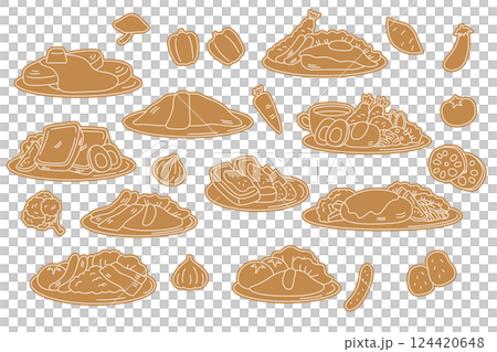 Stylish and cute western food illustrations Stylish and cute western food illustrations 124420648