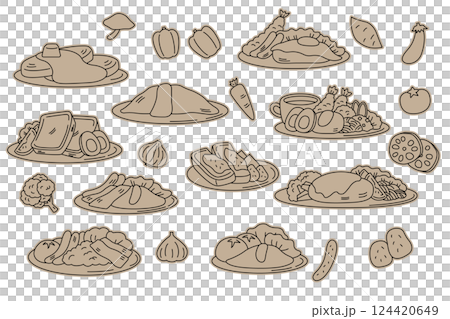 Stylish and cute western food illustrations 124420649