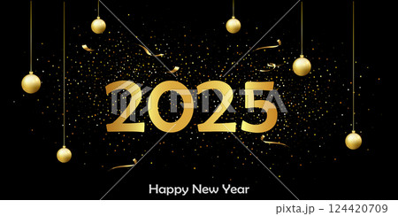 2025 Happy new year with Golden metallic number	 2025 Happy new year with Golden metallic number	 124420709