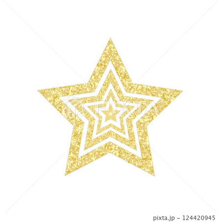 Golden Sparkle star isolated on white background.	 124420945