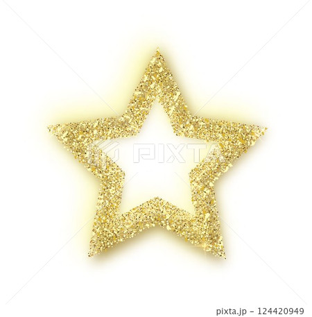Golden Sparkle star isolated on white background.	 124420949