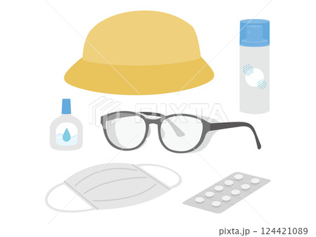 花粉症対策用のグッズのイメージイラスト 花粉症対策用のグッズのイメージイラスト 124421089