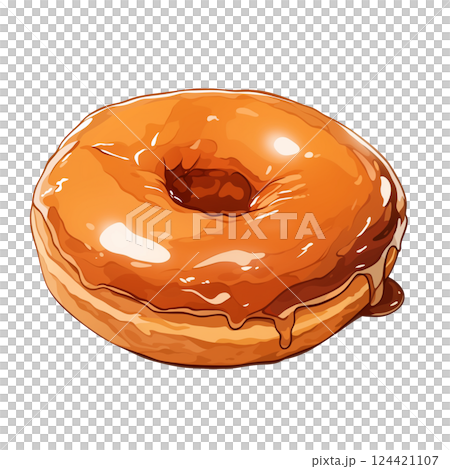 Illustration of donuts with plenty of maple syrup 124421107
